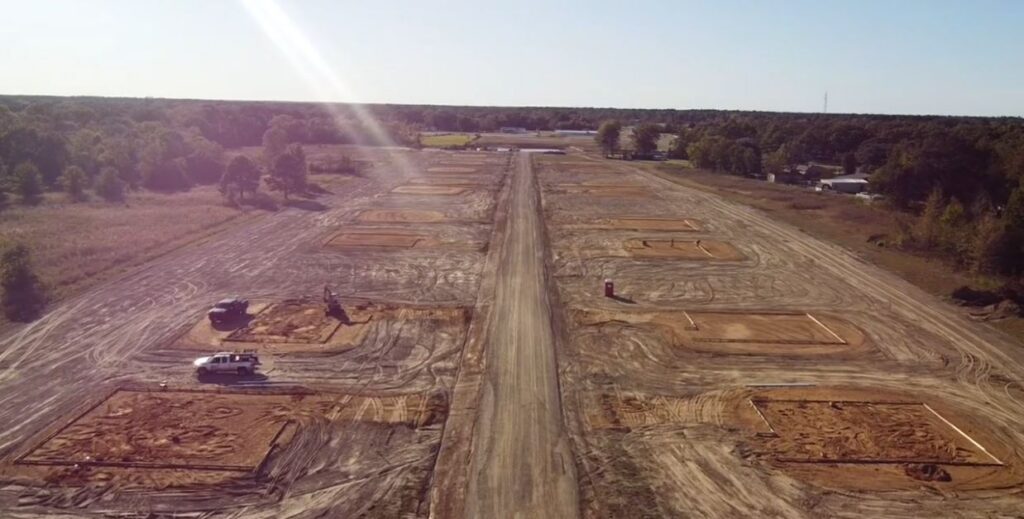 Land development site with graded building pads