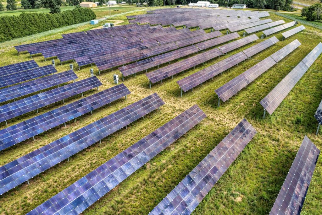 Large solar farm installation with solar panels